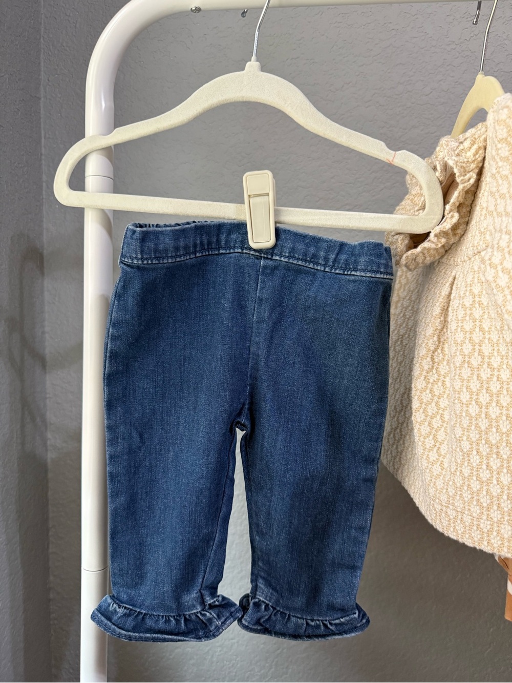 Janie and Jack Dark Blue Denim Ruffle-Hem Pull-On Leggings